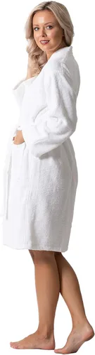 Vista 4 de Lujosas batas de baño absorbentes con cuello de rizo turco súper suave para mujer
