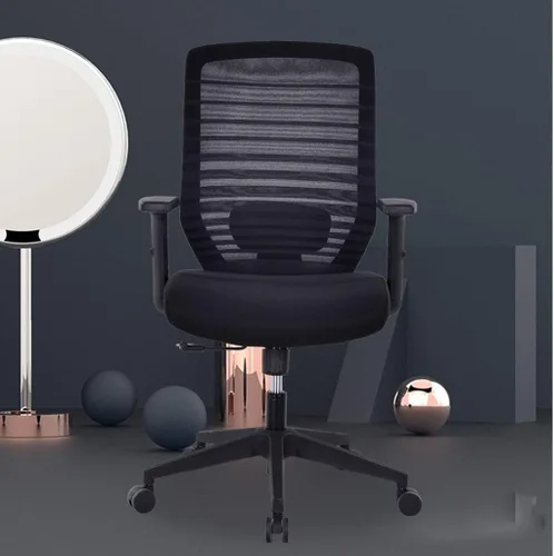 Vista 2 de Silla de trabajo de escritorio de computadora de malla con soporte lumbar de oficina ergonómica grande (azul)