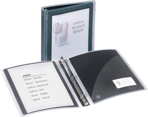 Vista 2 de Avery Flexi-View - Carpeta de 3 anillas, anillos redondos de 1.5 pulgadas, 1 carpeta negra For Everyday School, Home and Office Use, Preprinted