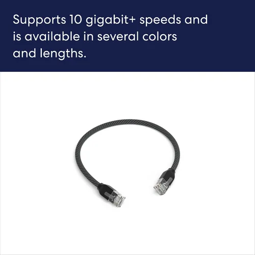 Vista 3 de Cable Ethernet Amazon eero CAT6a: Admite velocidades de más de 10 gigabits, 1 pie, paquete de 1, negro titanio Titanium Black
