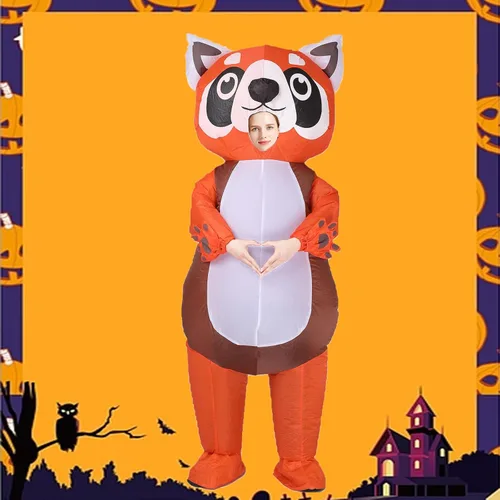 Vista 6 de Disfraz inflable de panda rojo para Halloween, de cuerpo completo, disfraz de animal para cosplay, para mujeres y hombres, fiesta de cosplay