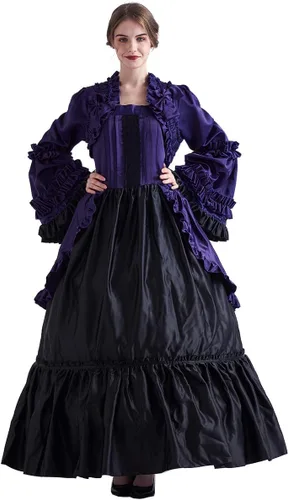 Vista 5 de GRACEART Vestido victoriano para mujer renacentista rococó (vestido con falda de aro)
