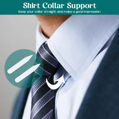 Vista 5 de Forbidden Road Collar de plástico para camisas de vestir para hombre, 4 tamaños, juego de 100