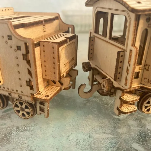 Vista 2 de Express Train - Kit de modelo de rompecabezas de madera 3D de bricolaje - Kit de manualidades de rompecabezas de madera cortado con láser, juguete