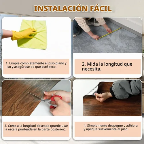 Vista 7 de Homease Piso de Vinilo con Grano de Madera 15.7" x 118" Rollo Marrón, Azulejos de Piso Autoadhesivos Impermeables, Superficie Extra Resistente al