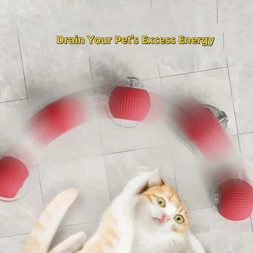 Vista 3 de Pelota interactiva para perros, juguete para gatos con movimiento automático, 360 bolas eléctricas automáticas inteligentes para perros/gatos (rojo)