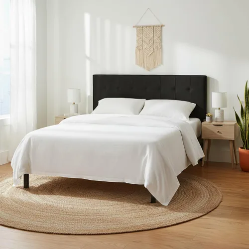 Vista 12 de Naomi Home Cassandra - Cabecero capitoné tamaño Queen, tapizado en tela de lino duradera, amortiguación de espuma de alta calidad, altura ajustable