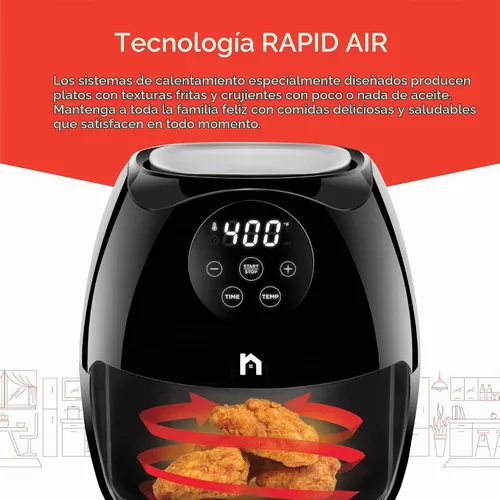 Vista 3 de Freidora de aire digital de 3.5 litros con cesta plana, freidora de aire con pantalla táctil, cesta antiadherente apta para lavavajillas, utiliza