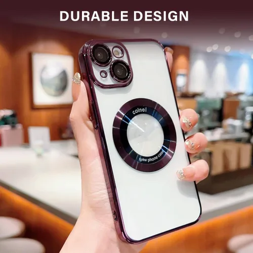 Vista 3 de Funda elegante compatible con iPhone 15 Fuerte sujeción y protección completa Poliuretano termoplástico morado Funda para iPhone 15