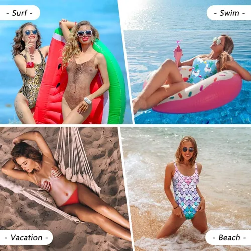 Vista 5 de RAISEVERN Traje de baño de una pieza para mujer, estampado 3D, ropa de playa