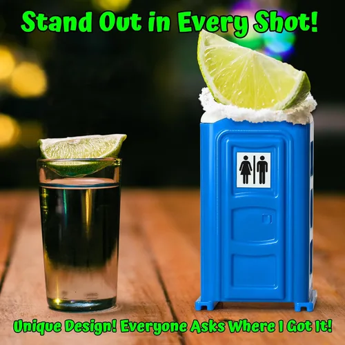 Vista 4 de Funwares Diseñado y propiedad estadounidense, original Porta Potty Shot Glasses regalo para hombres, la mejor opción para el humor número 2, vaso