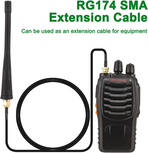 Vista 5 de Cable de extensión de antena WiFi de 3 pies RG174 RF SMA macho a SMA hembra Cable coaxial de baja pérdida chapado en oro coleta con adaptador