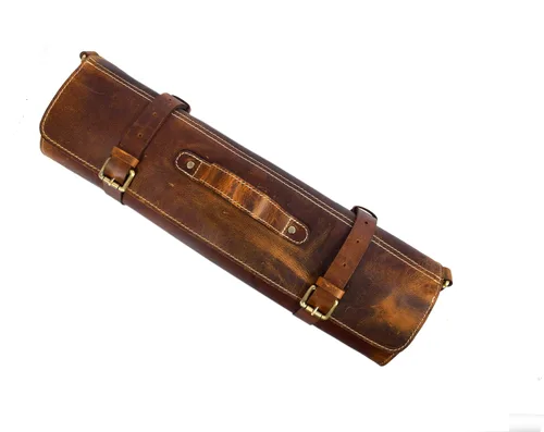 Vista 5 de Bolso Knige Roll de cuero genuino (marrón caramelo)