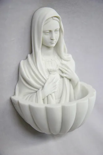 Vista 3 de Vittoria Collection 5 1/4" Fuente de agua bendita virgen maría virgen religiosa escultura católica colgante de pared estatua hecha en Italia