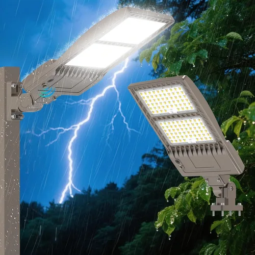 Vista 20 de BBESTLED 400W/320W/240W luces LED para estacionamiento con brazo y montaje deslizante, iluminación exterior del atardecer al amanecer, luz