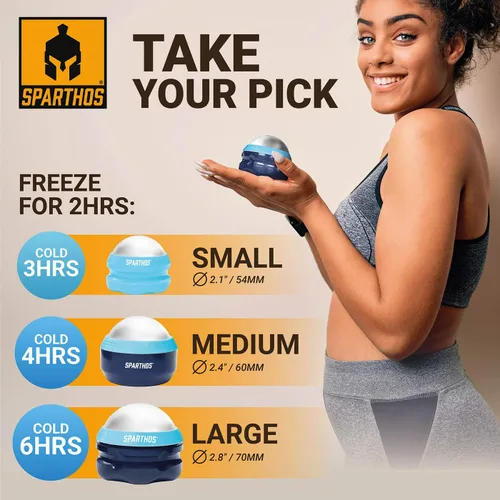 Vista 7 de Sparthos Bola de rodillo de masaje frío – Masajeador de criosfera fitness – Copas de masaje de hielo Cryo Cryocup – para músculos, cara, músculos