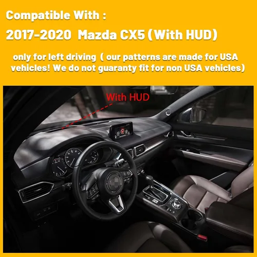 Vista 6 de Tapete antideslizante para tablero de instrumentos compatible con Mazda CX-5 CX 5 2017-2020 Protector solar (con HUD)