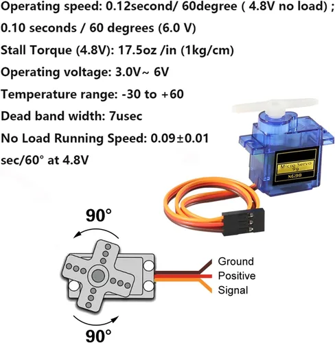 Vista 3 de 2 unids SG90 Micro Servo Motor SG90 9G Gear Motor Control para Arduino Raspberry Pi RC Car Toy Robot Helicóptero Avión Controles Coche Barco DIY