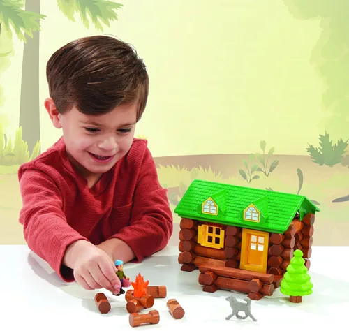 Vista 3 de Lincoln Logs - Juego de construcción en la ruta - 59 piezas - Troncos de madera real - Edades 3+