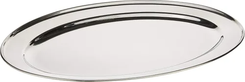 Vista 2 de Winco - Plato ovalado de acero inoxidable (18" x 11 1/2")