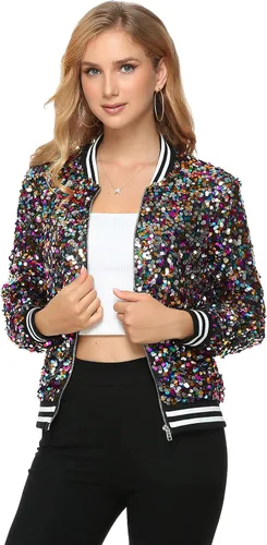 Vista 4 de Chaqueta bomber de manga larga con cremallera frontal y puños acanalados para mujer