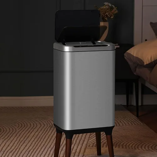 Vista 7 de BONAD Basurero de cocina de 13 litros de gran capacidad, inteligente para cocina, de acero inoxidable, sensor automático, cubo de basura