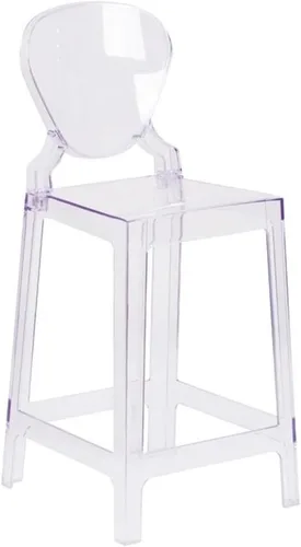 Vista 2 de Home Square Taburete fantasma de 25" en cristal transparente - Juego de 2