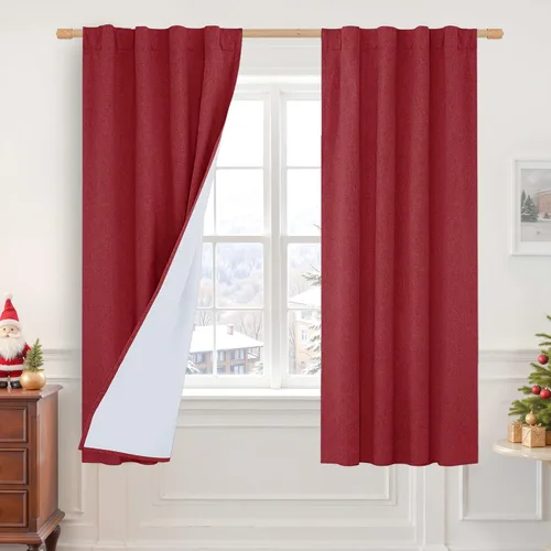 Vista 45 de LAMIT Cortinas opacas cortas de lino de 30 pulgadas para ventanas de cocina sobre el fregadero, cortinas de café texturizadas de lino marfil