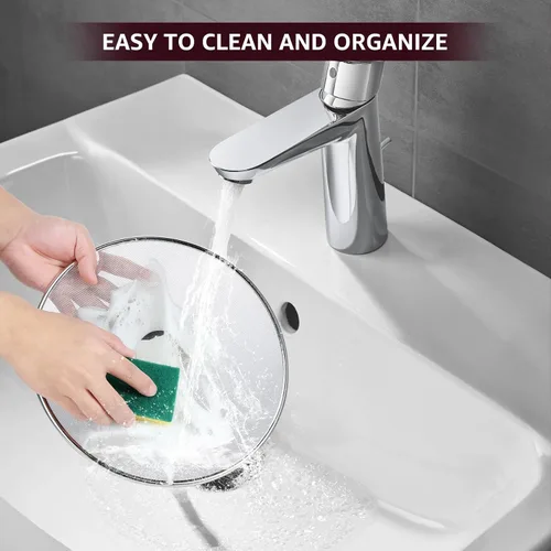 Vista 5 de 3 protectores contra salpicaduras, pantalla de acero inoxidable, a prueba de salpicaduras, cubierta de salpicaduras de aceite con mango plegable