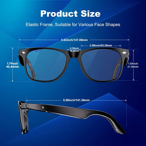 Vista 7 de Gafas inteligentes AI, gafas de traducción con GPT de chat y 164 idiomas Bluetooth Glasses with Photochromic Lens, Music Playback & Hands-Free