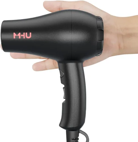 Vista 2 de Mini secador de pelo iónico de cerámica de 1000 vatios para pintar y verter acrílico, secador de pelo pequeño compacto y ligero para niños y viajes