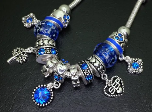 Vista 5 de Falari Pulsera de piedra natal, cuentas multicolor en tono plateado, Metal