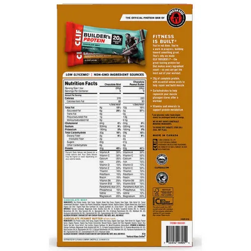 Vista 5 de Clif Builder's Barra de proteína de chocolate, 2.4 onzas, 18 barras/caja (220-00543)
