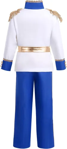 Vista 2 de AWIBMK Disfraz de príncipe azul para niños, disfraz medieval de rey real para Halloween, cosplay
