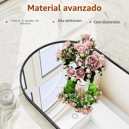 Vista 3 de Espejo de 56 x 21 pulgadas, de arco, de longitud completa, espejo de cuerpo completo con marco de aluminio, para colocar de pie, inclinado o Negro
