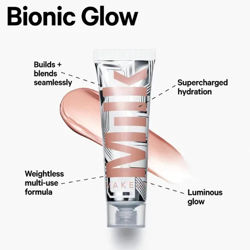 Vista 3 de Milk Makeup Bionic Glow Liquid Illuminator - Delivers Hydrating, Natural Glow for Face & Body - Blendable & Buildable - Weightless - Vegan, Cruelty