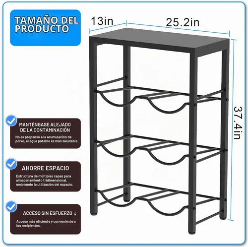 Vista 7 de Semoprus Soporte para jarra de agua de 5 galones para 6 botellas, 3 niveles
