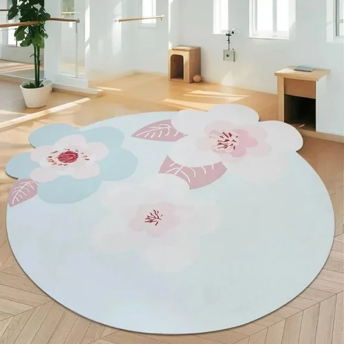 Vista 11 de ABREEZE Esterilla de meditación de flores grandes irregulares antideslizante redonda Pilates Yoga Mat de goma natural con superficie de gamuza