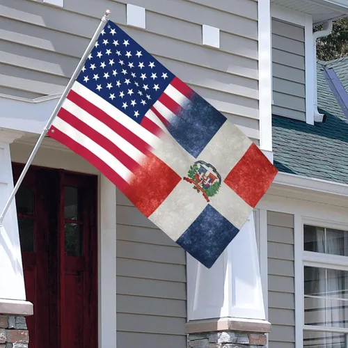 Vista 7 de Bandera de Estados Unidos y República Dominicana, banderas de jardín, banderas de casa, bandera de desfile, bandera para exteriores, 3 x 5 pies