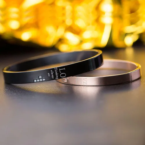Vista 5 de Wolentty Pulseras a juego para él y para ella, de acero inoxidable, para parejas, regalos para hombres y mujeres, Acero inoxidable, Circonita cúbica