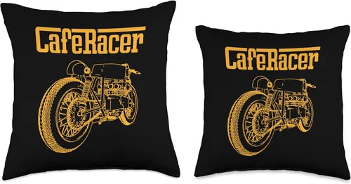 Vista 3 de American Cafe Racer Motorcycle Apparel and Merch Cafe Racer Biker Men Women Adult Teens Boys Girls Kids Youth Throw Pillow, 16x16, Multicolor