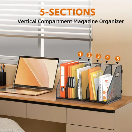 Vista 4 de Organizador de carpetas, soporte para archivos de revista con 5 Negro
