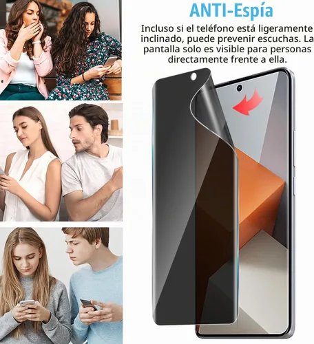 Vista 4 de [2+2 unidades para Xiaomi Redmi Note 13 Pro+ Protector de pantalla de privacidad flexible (no vidrio templado) y protector de pantalla de lente