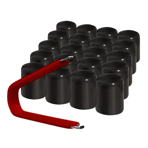 Vista 11 de ColorLugs Tapón de llanta de vinilo Negro Tapa de tuerca de rueda de ajuste flexible Para 17 mm Paquete de 20 Incluye extractor de lujo