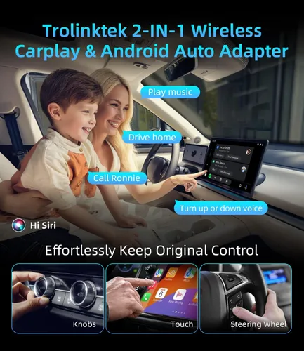 Vista 4 de Mini adaptador inalámbrico Carplay para iPhone de Apple, convierte adaptador de juego de coche con cable a inalámbrico, CarPlay Dongle Stick