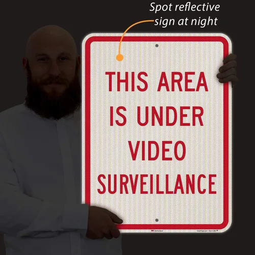 Vista 4 de SmartSign Letrero con texto en inglés "This Area Is Under Video Surveillance" Aluminio reflectante de grado de alta intensidad 3M de 18 x 24