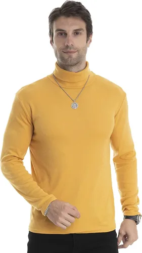 Vista 58 de Camiseta de manga larga para hombre, ajustada, ligera, con cuello de tortuga