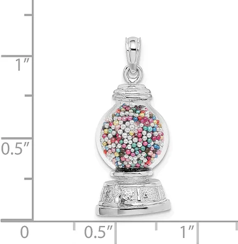 Vista 5 de Collar con colgante de cristal de oro blanco de 14 quilates 3 D máquina de chicles movible joyería fina para mujeres regalos para ella Vidrio