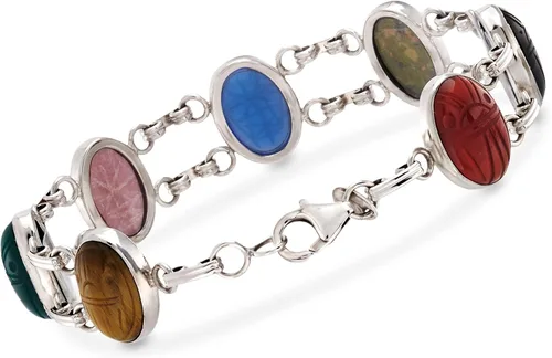 Vista 3 de Ross-Simons Multi-Stone Scarab Bracelet in Sterling Silver
