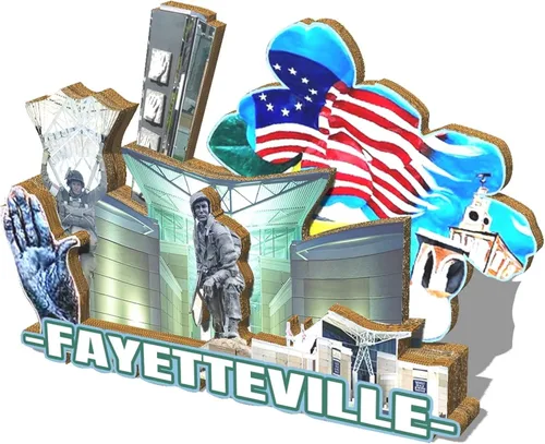 Vista 2 de Imán de Fayetteville para nevera, de madera, 3D, monumentos, viajes, coleccionables, recuerdos, decoración hecha a mano